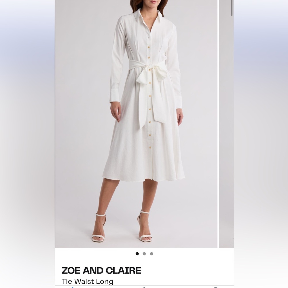 Elegant White Button-Down Dress